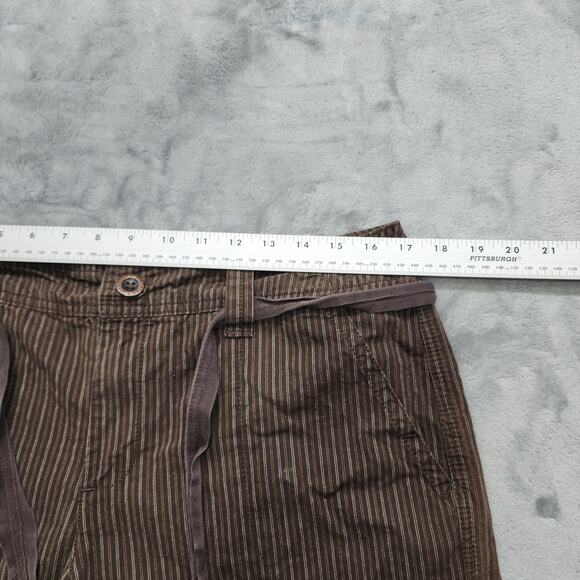 Jeanstar Shorts Womens 12 Brown Striped Tie Waist Roll Tab Hem Casual Preppy - Picture 7 of 11
